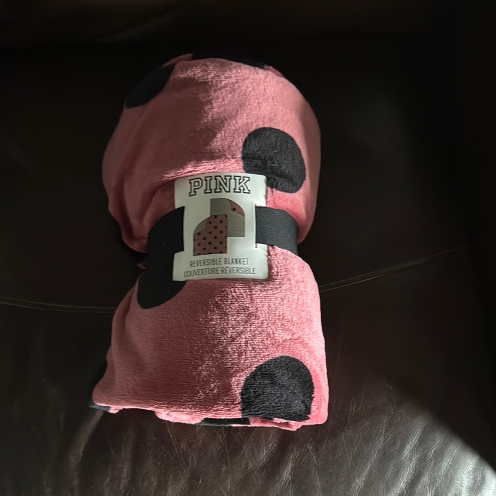 PINK Victoria's Secret Reversible Blanket in Pink and Black